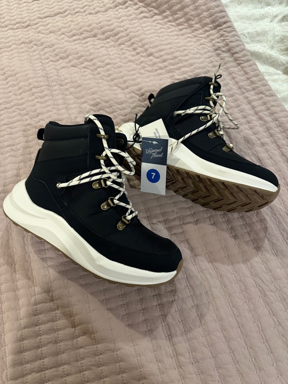 Women's Black Platform Hiker Sneakers - Size 7